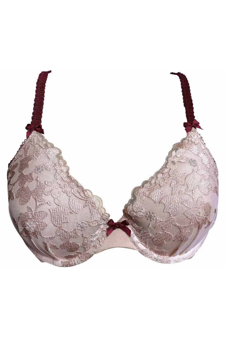 Burgundy Trim Bra & Knickers - 34B - WOMENS Bras & Sets