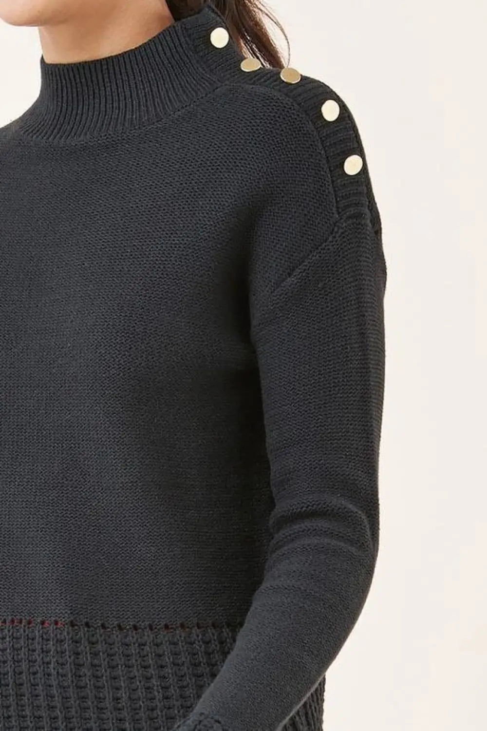 Secret Label Button Shoulder Cotton Jumper