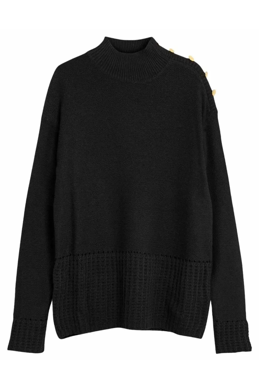 Secret Label Button Shoulder Cotton Jumper