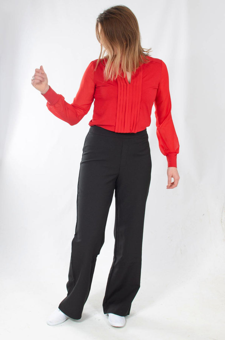 'Darcey' Red Pleat Front Top