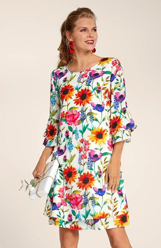 Cellbes Floral Layered Shift Dress Pink/Orange / 10/12