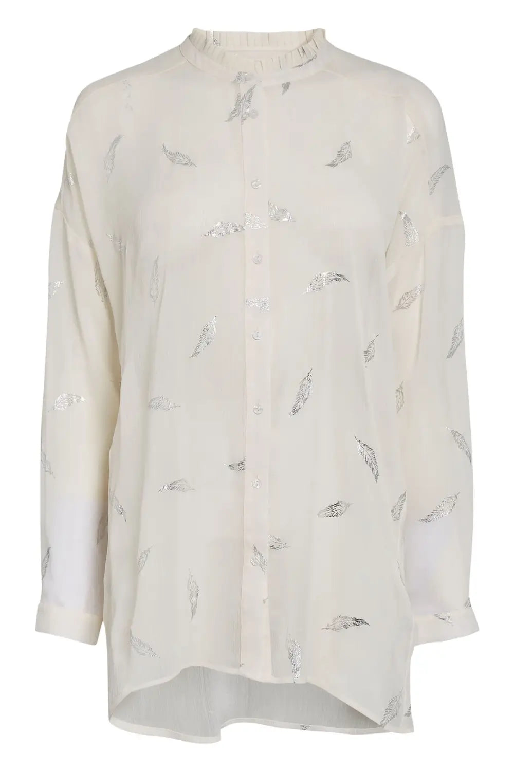 Secret Label Chiffon Silver Feather Blouse