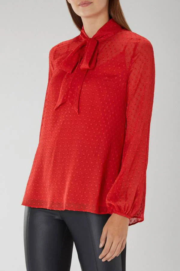 Coast Dobby Pussy Bow Blouse Red / 6