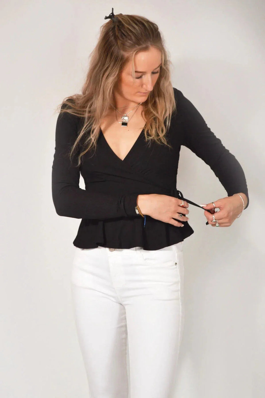 Coast Ribbed Peplum Wrap Top