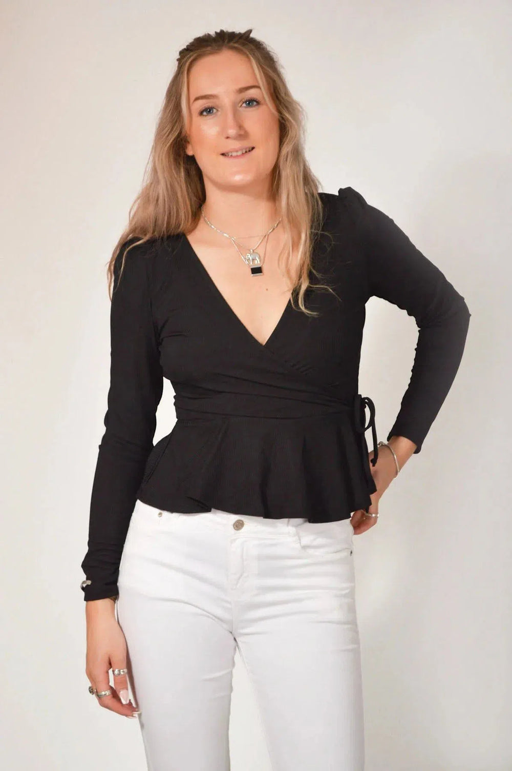 Coast Ribbed Peplum Wrap Top