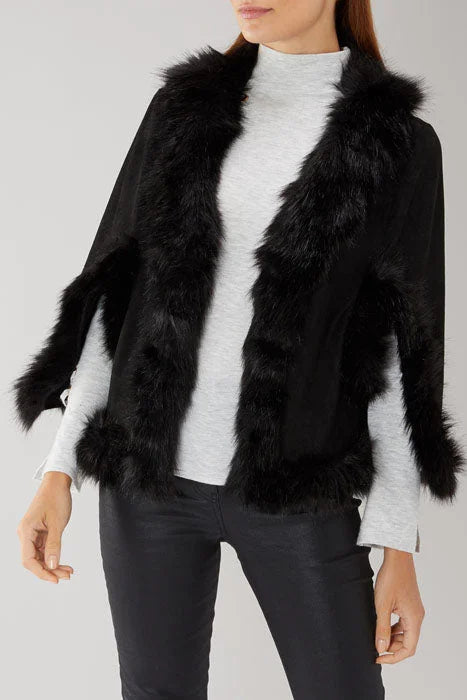 Coast Fur Trim Bolero Cape Black / One-Size