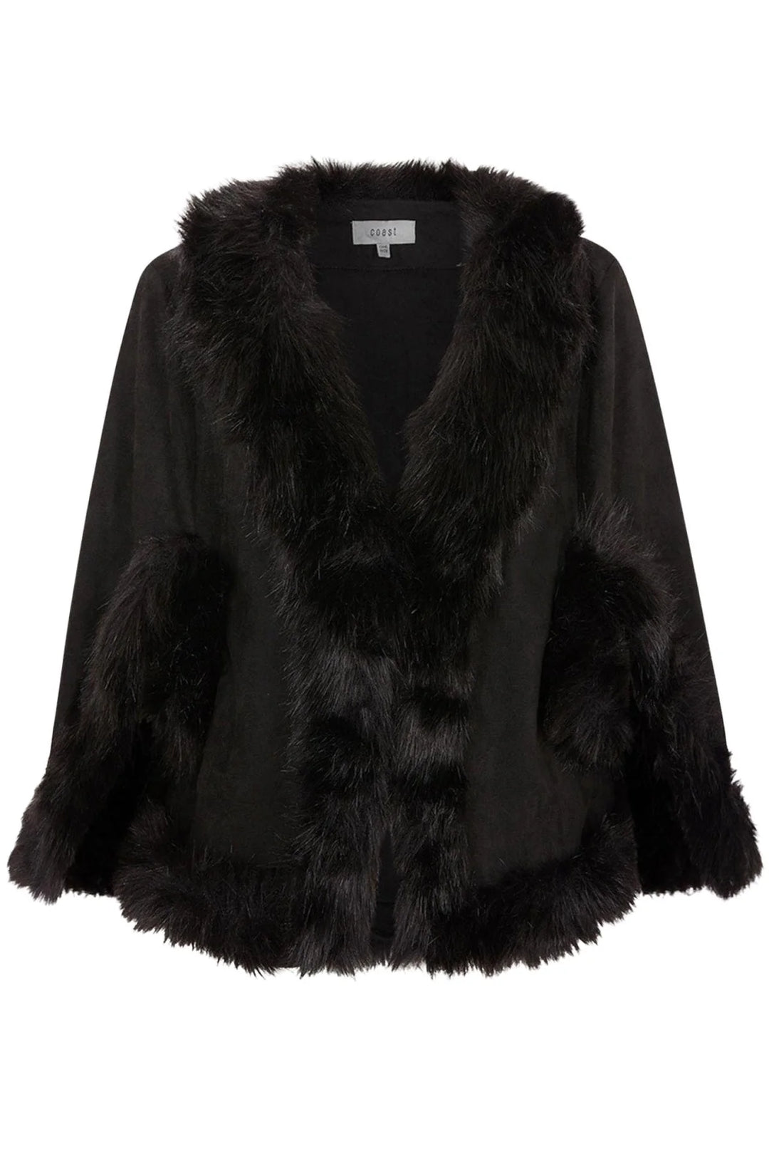 Coast Fur Trim Bolero Cape Black / One-Size