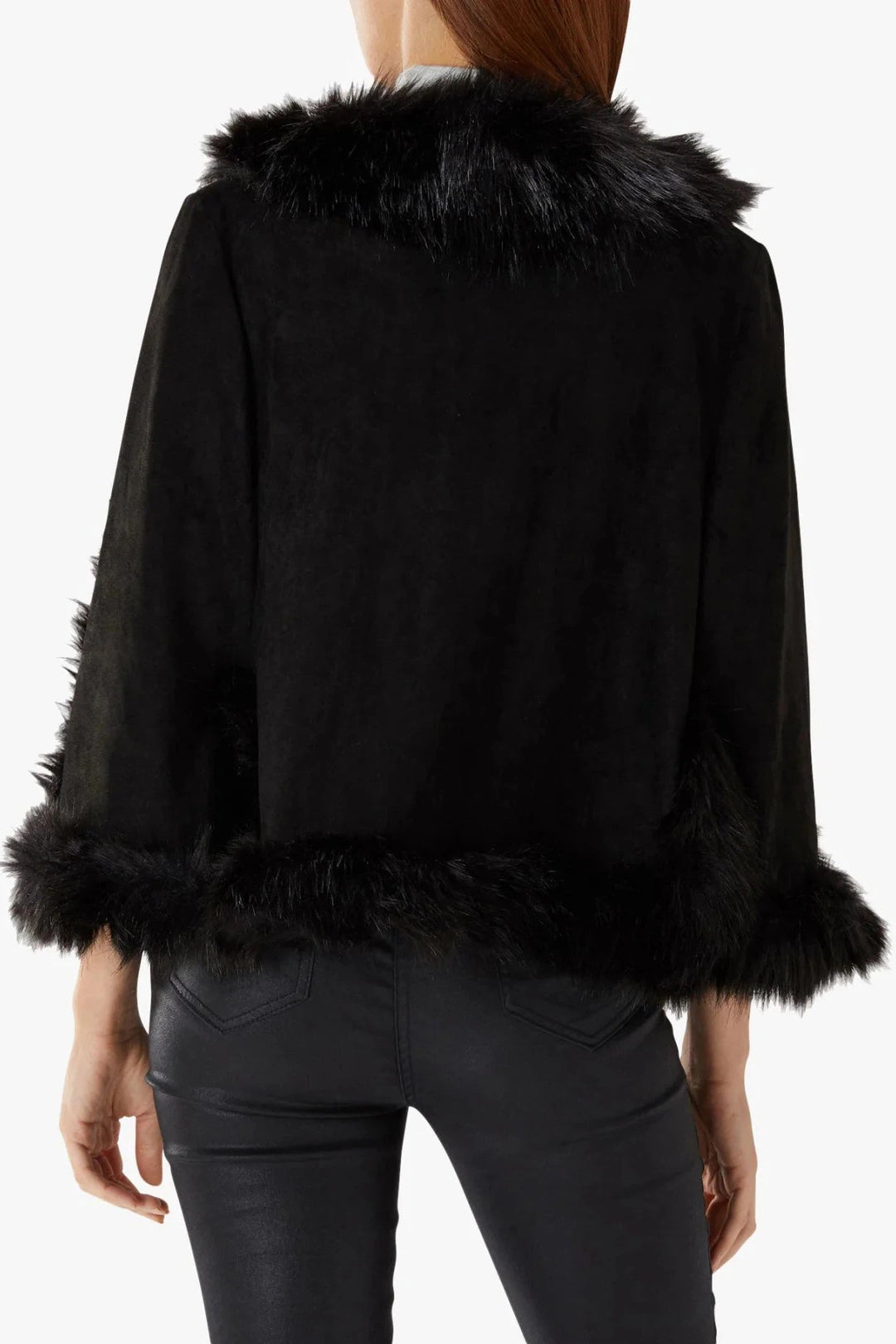 Coast Fur Trim Bolero Cape Black / One-Size