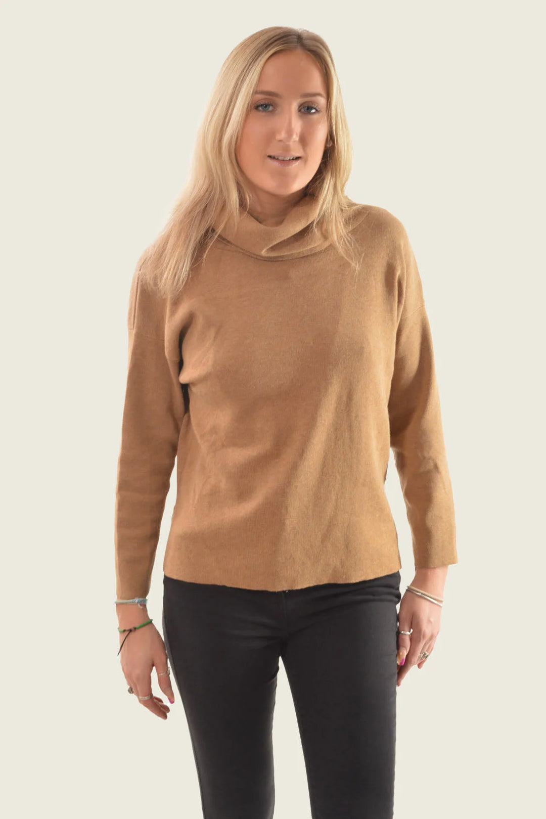 H&M Cowl Neck Heavy Fine Knit Jumper Camel / XS