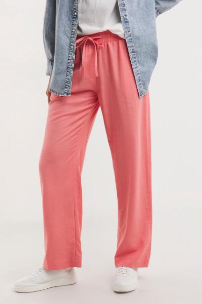 Coral Linen Blend Wide Leg Trousers