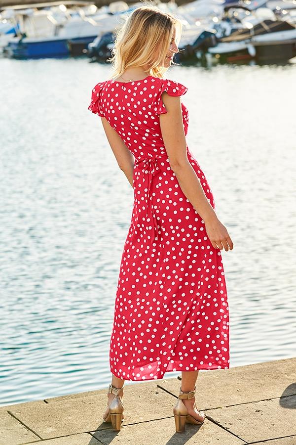 Frill Wrap Polka Dot Dress