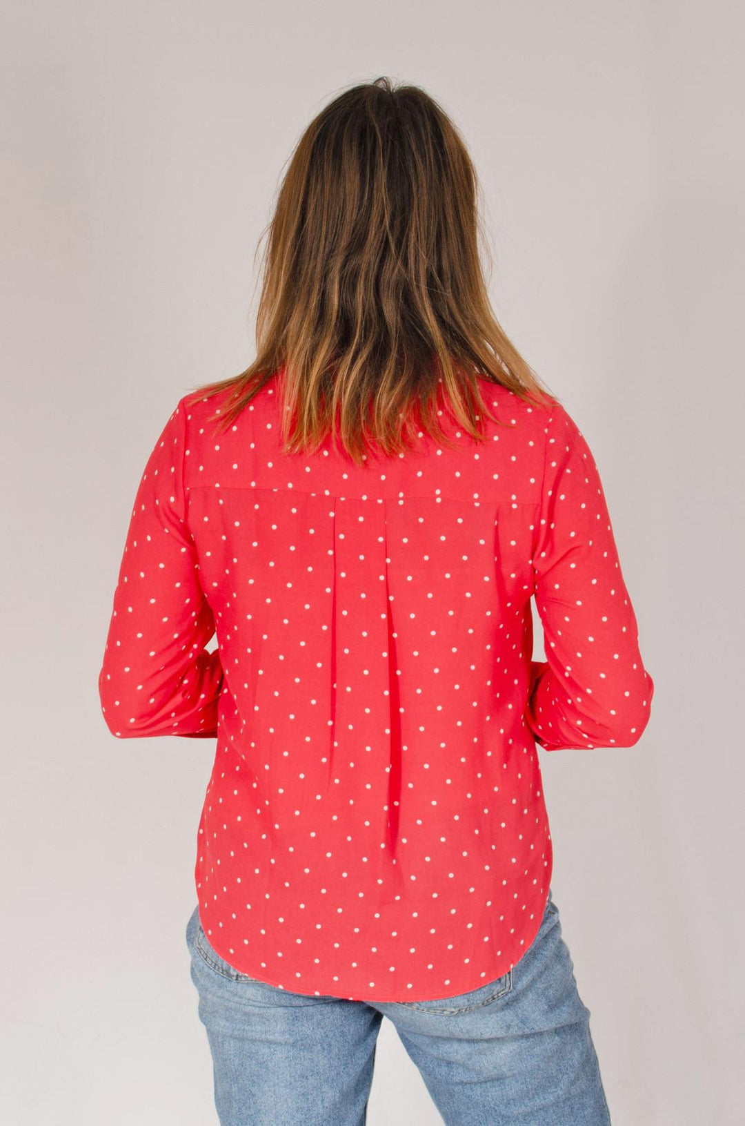 Coral Pink Polka Dot Shirt