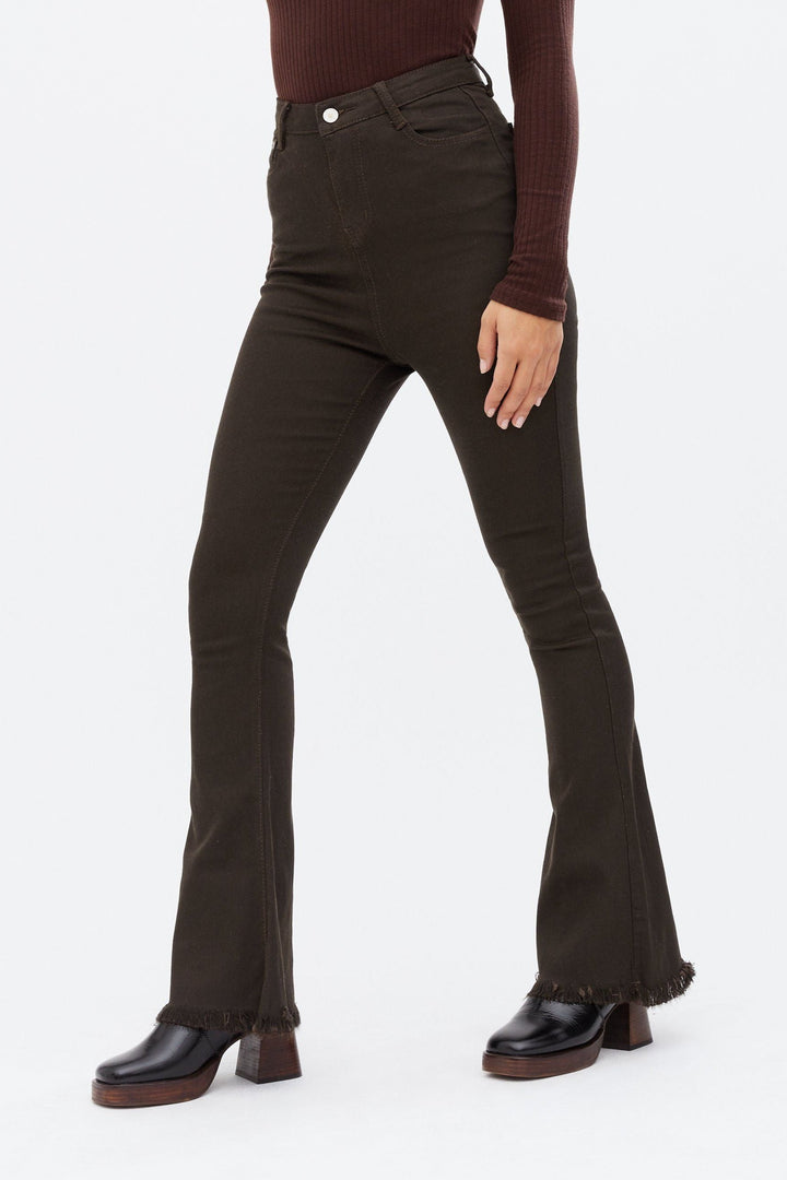 Chocolate High Waist Flare Leg Jeans