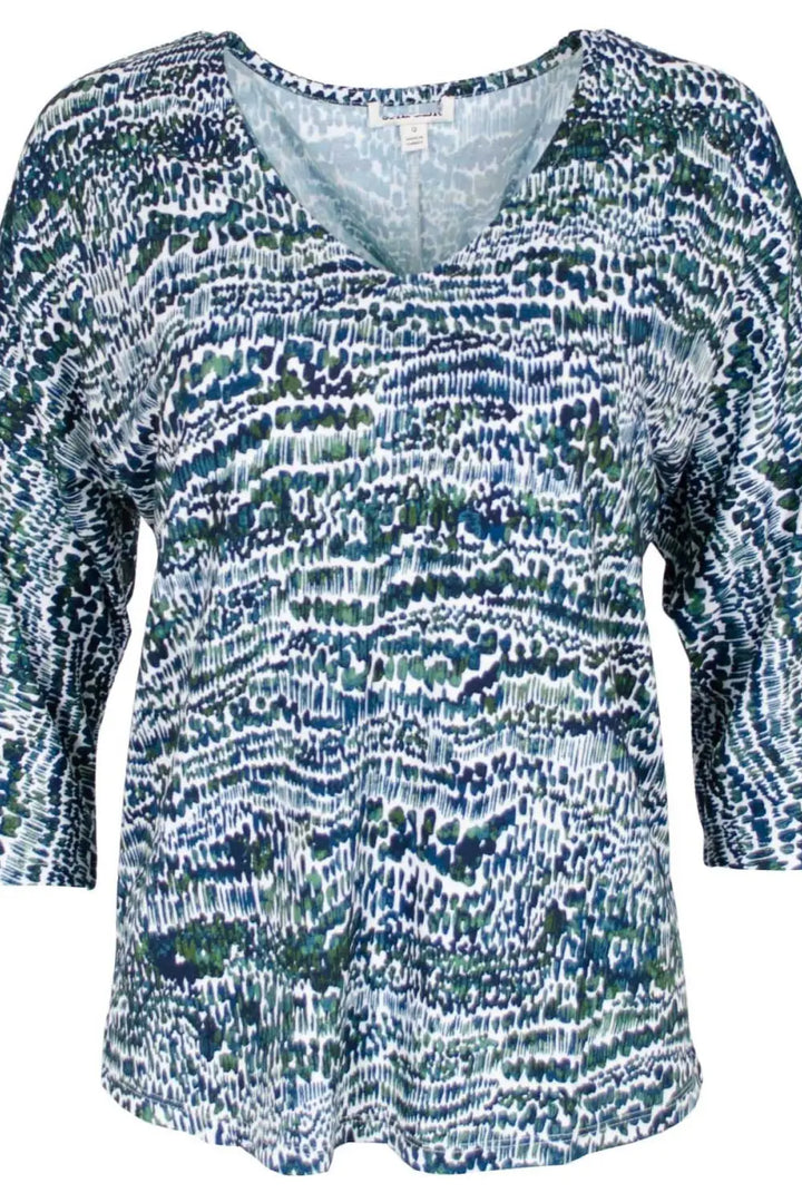 Jaeger Dash Print V Neck Batwing Top