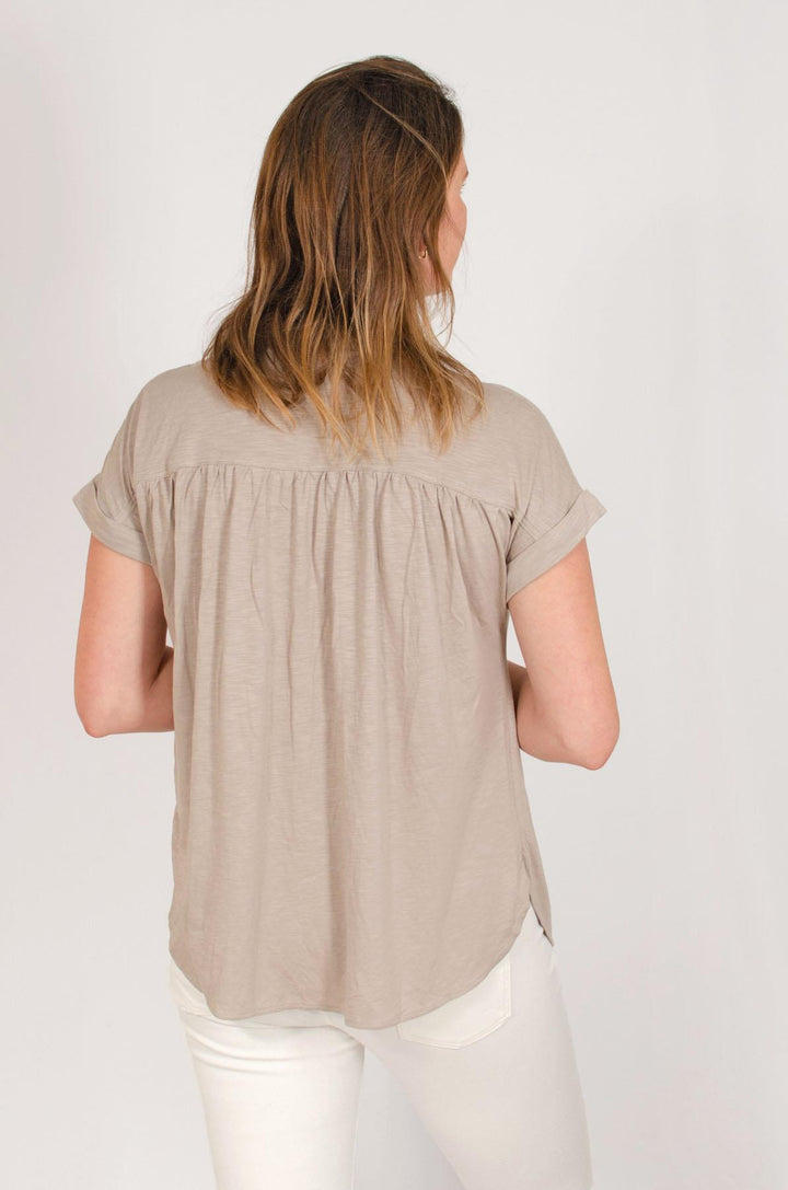 Pleat Front Short Sleeve Jersey Top