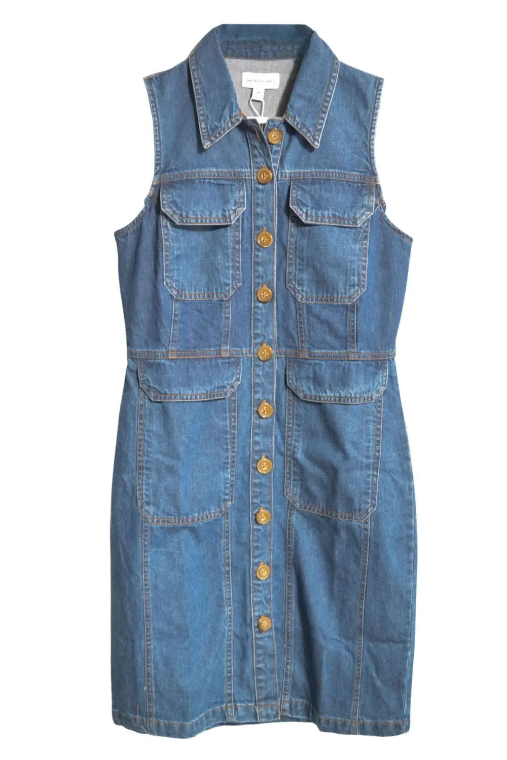 Warehouse Denim Sleeveless Shirt Dress