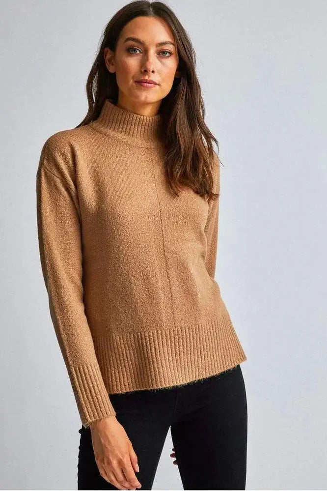 Dorothy Perkins High Neck Relaxed Jumper Camel / 6