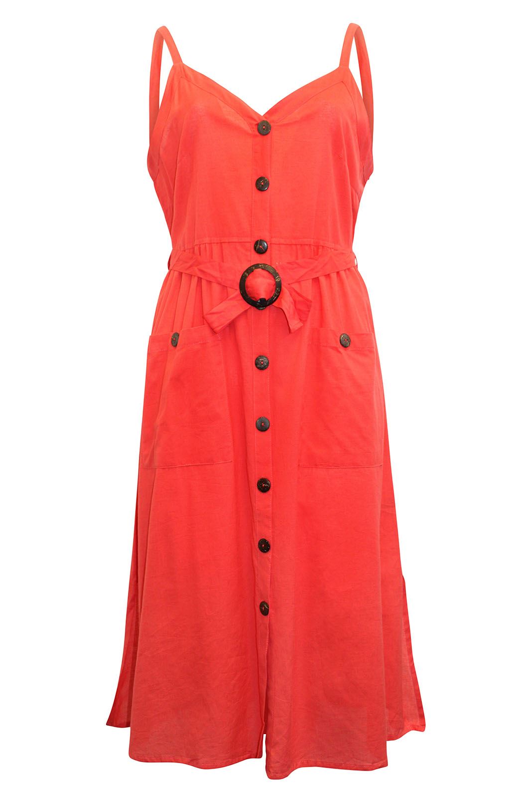 Button Through Belted Maxi Dress