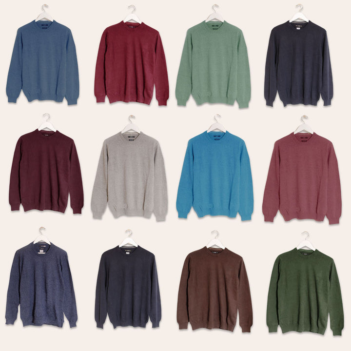 Crew Neck Fine Knit Cotton Jumper