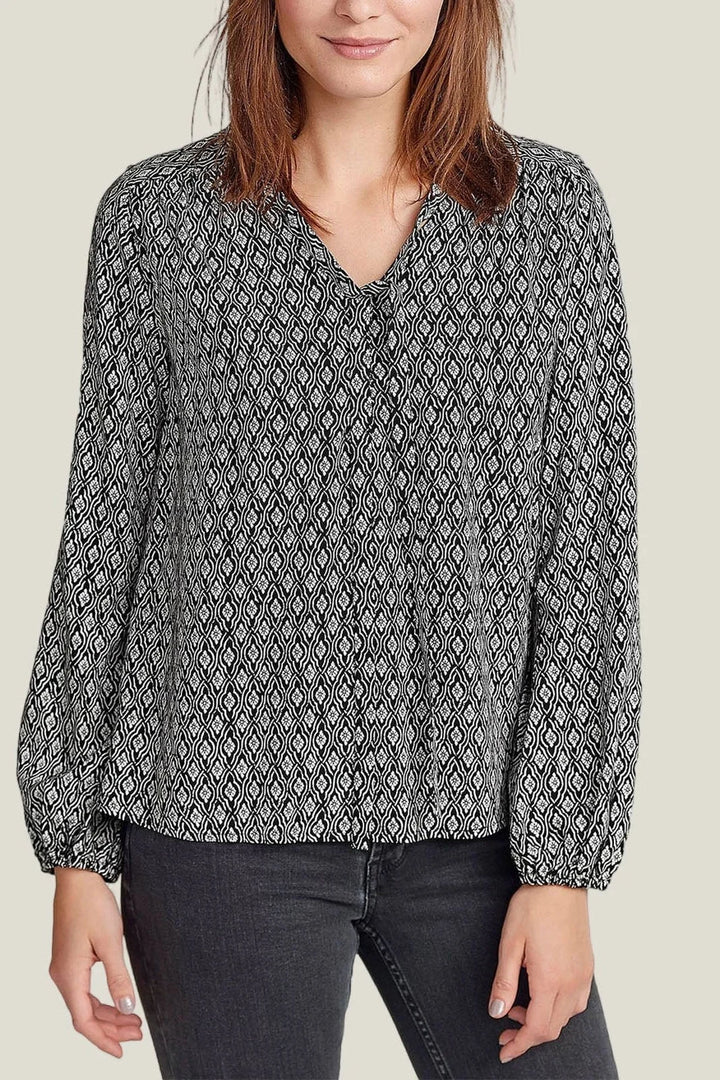 Ellos Diamond Print Blouse Black/White / 10