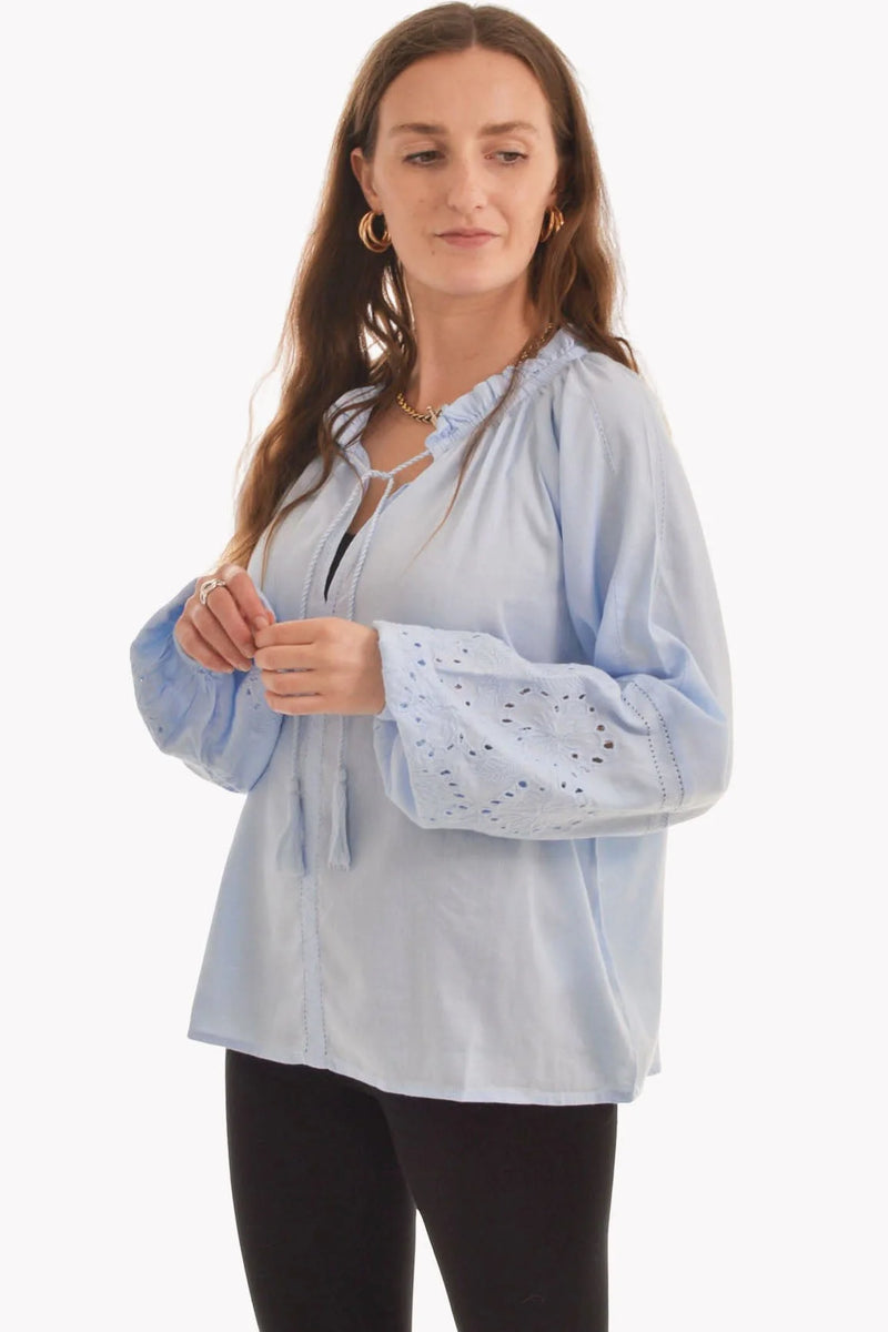 H&M Embroidered Cotton Boho Blouse