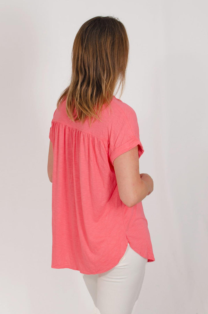 Pleat Front Short Sleeve Jersey Top