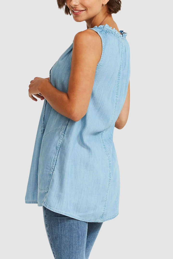 Fat Face Chambray Sleeveless Blouse