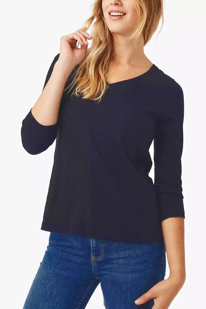 Fat Face V Neck Jersey Top Dark Blue / 8