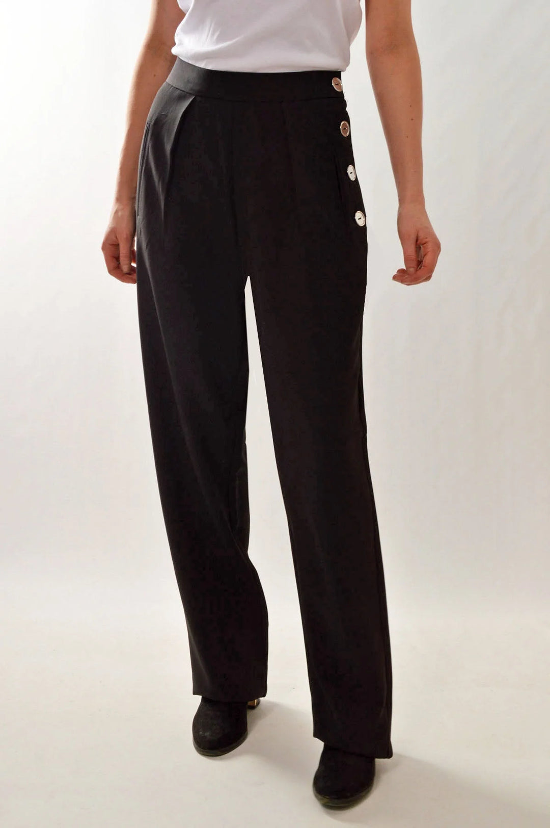 Bik Bok Flare Leg Button Trousers Black / XS