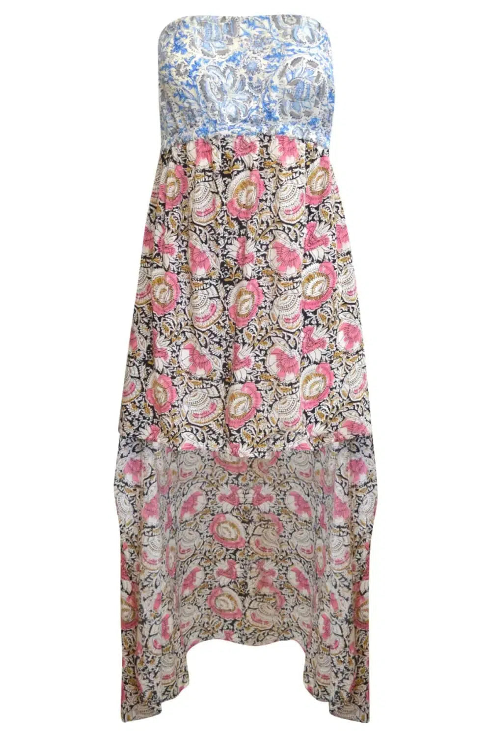 Topshop Floral Dip Hem Bandeau Maxi Dress