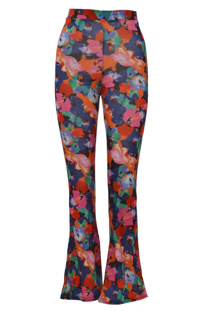 Oasis Floral Print Flared Leggings