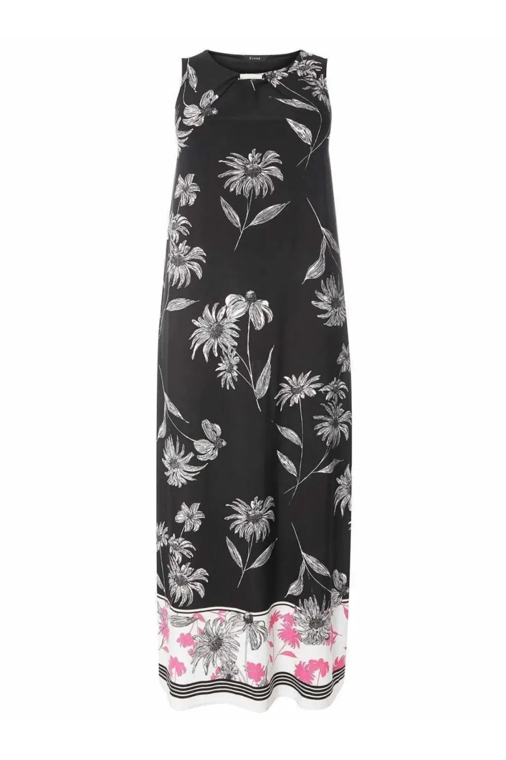 Evans Ex Evans Black/Pink Floral Sleeveless Dress | Secret Label