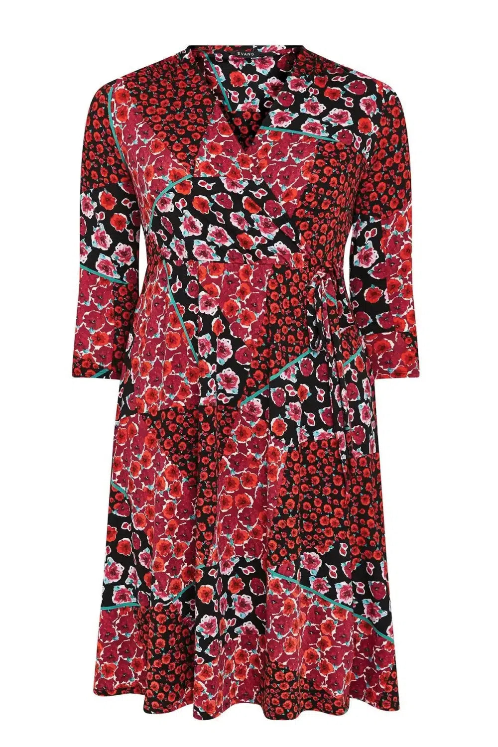 Evans Floral V Neck Wrap Dress