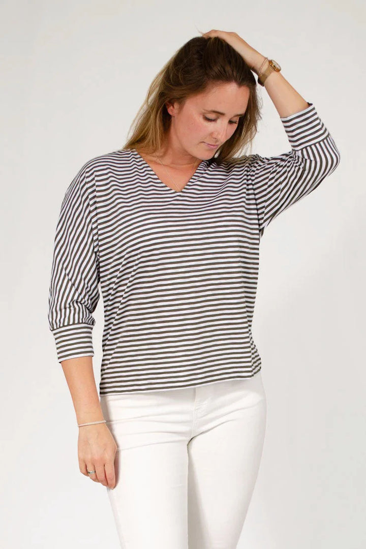 Jaeger Striped Batwing Top