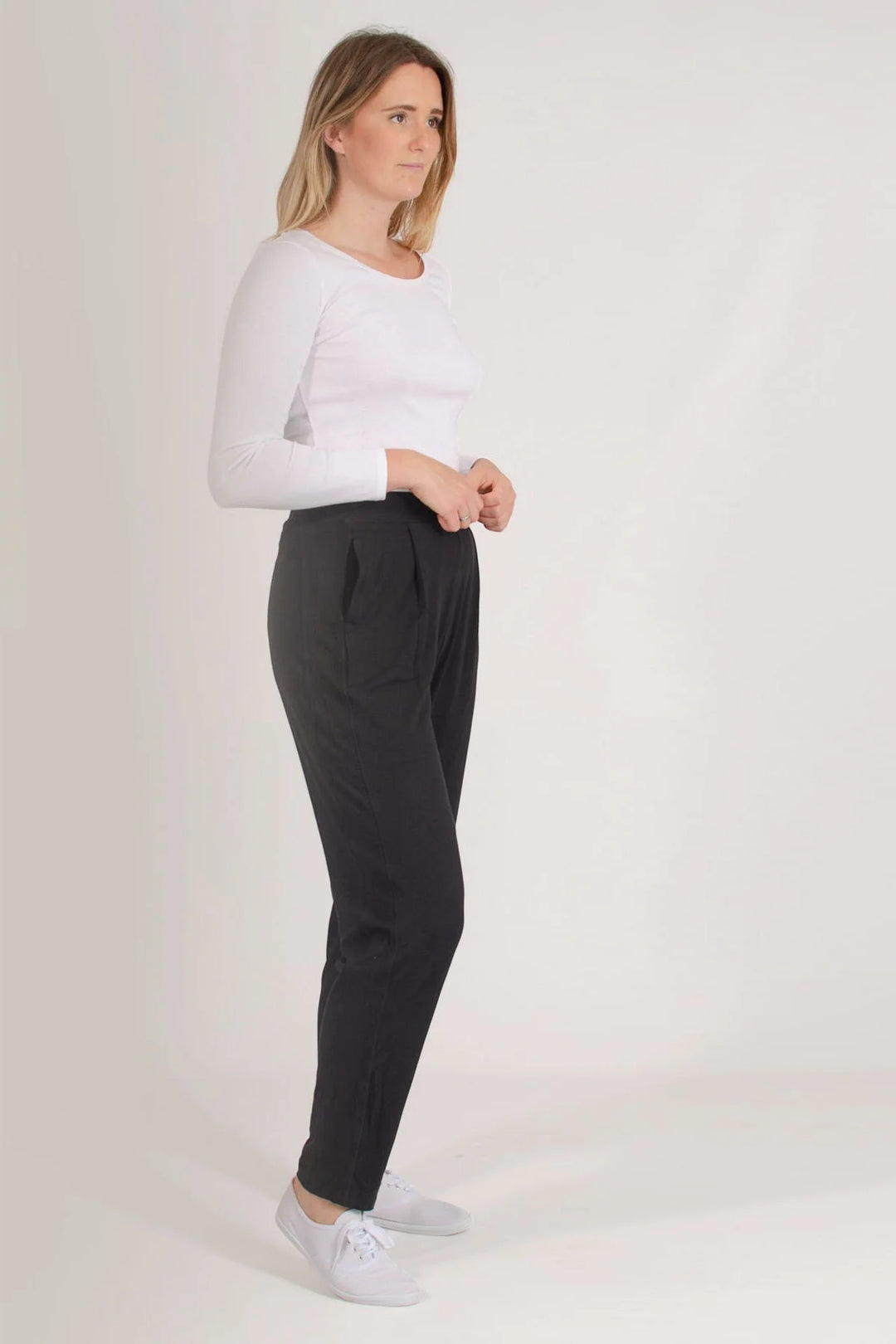 M&S Jersey Pleat Front Tapered Trousers