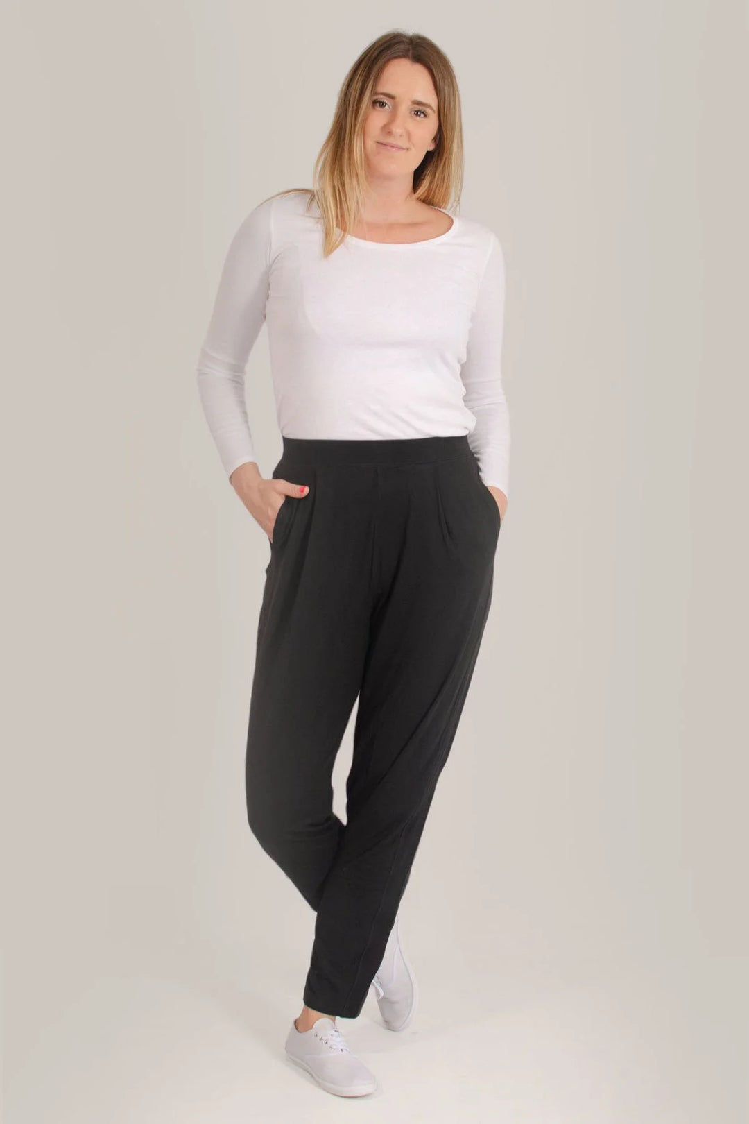 M&S Jersey Pleat Front Tapered Trousers