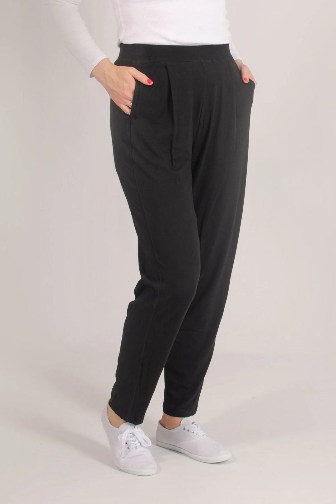 M&S Jersey Pleat Front Tapered Trousers