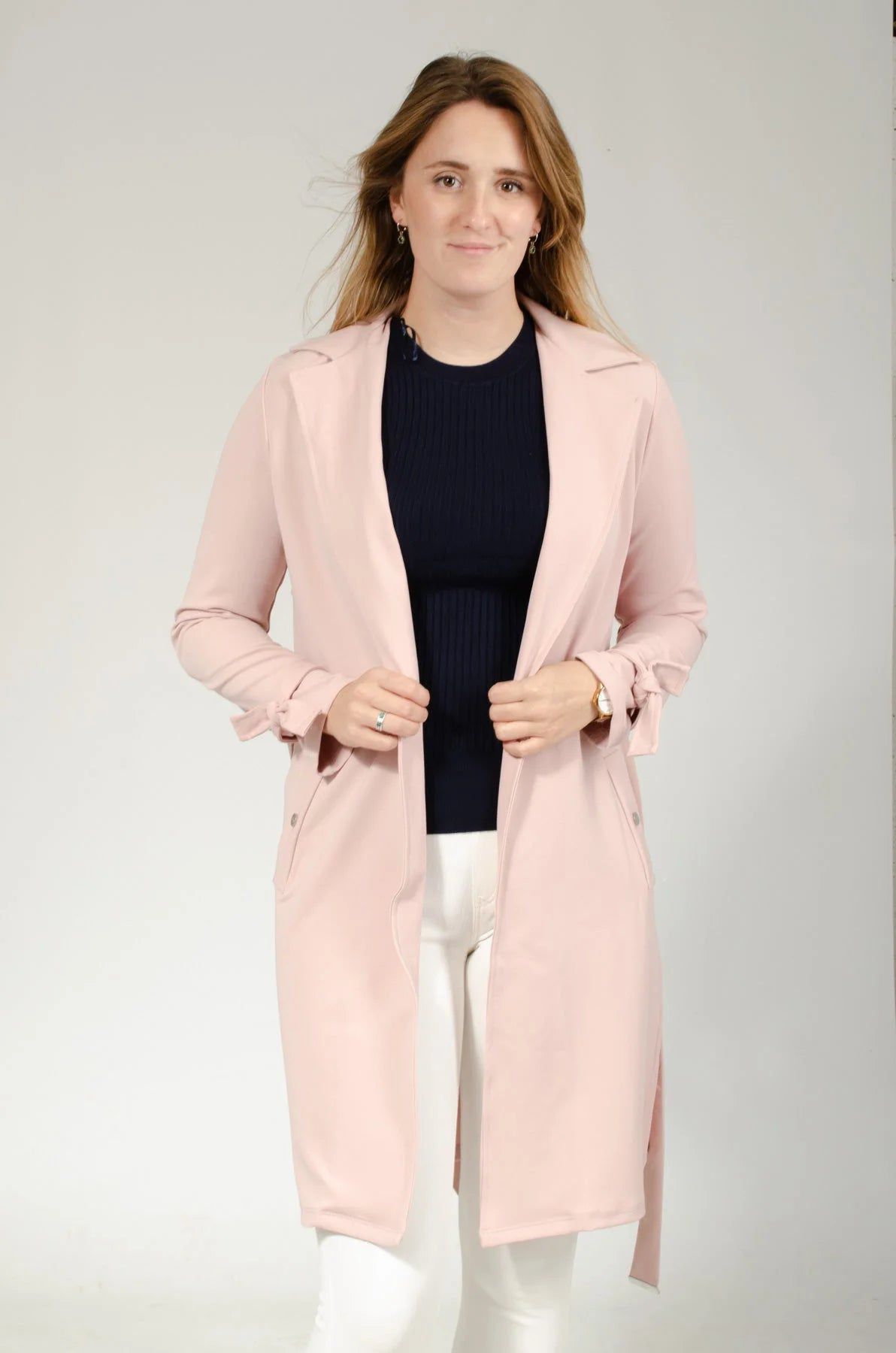 Pink Tie Belt Coat Secret Label