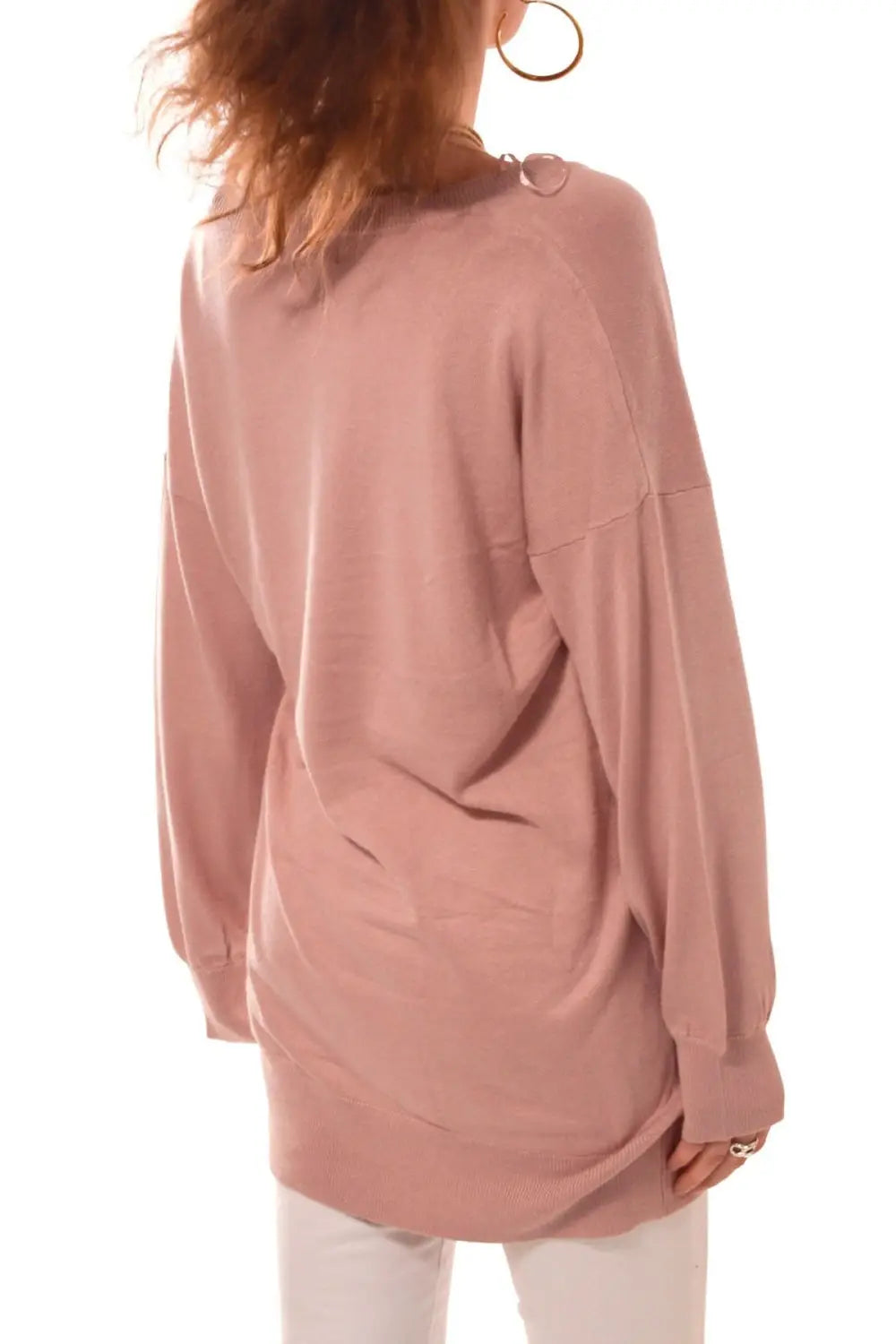 Apricot Long V Neck Fine Knit Jumper