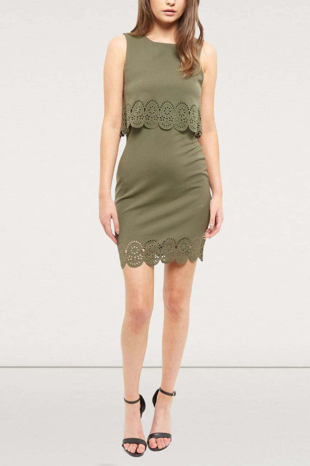 New Look Overlay Pencil Dress Khaki / 6