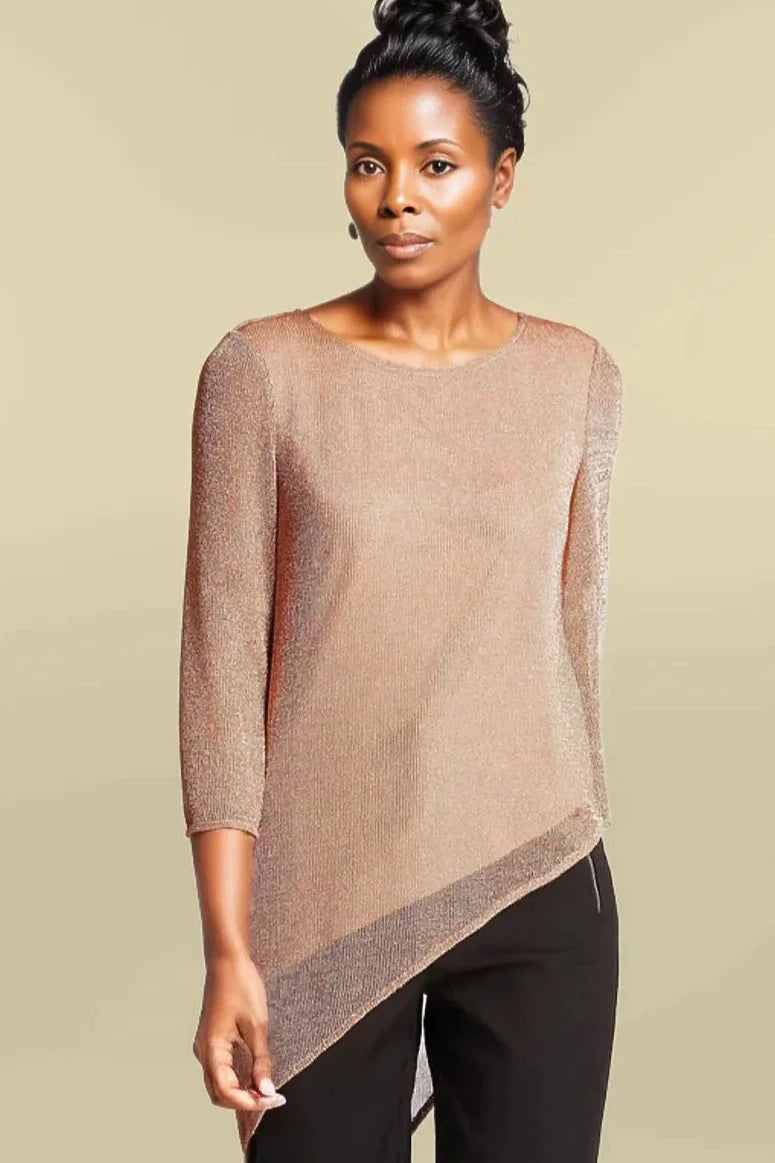 M&S Per Una Metallic Asymmetric Knit Top Blush / 6