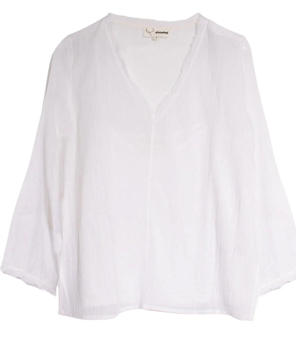 Mistral Gauze Frayed V Neck Top