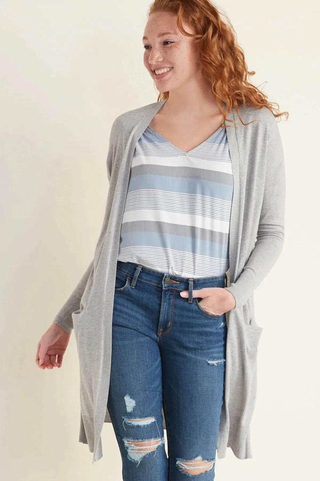 Old Navy (GAP) Long Duster Pocket Cardigan Pale Grey / XS