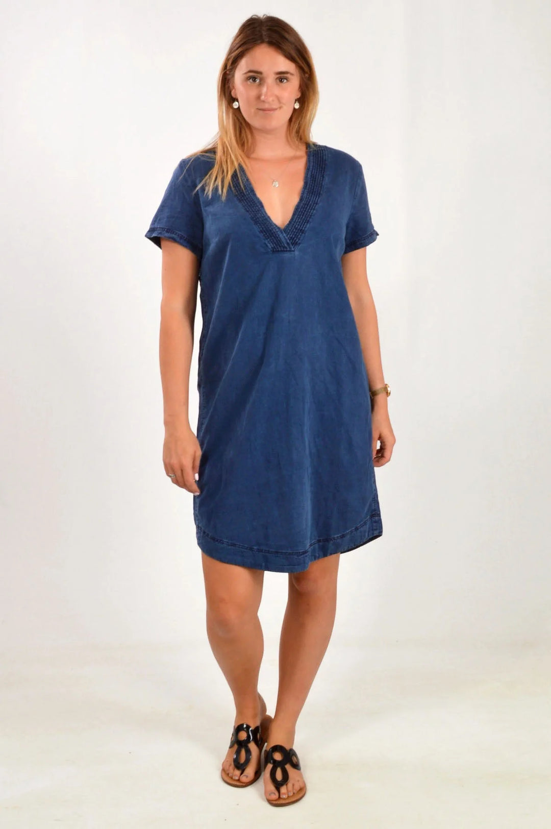 H&M V Neck Tunic Dress Navy / 4