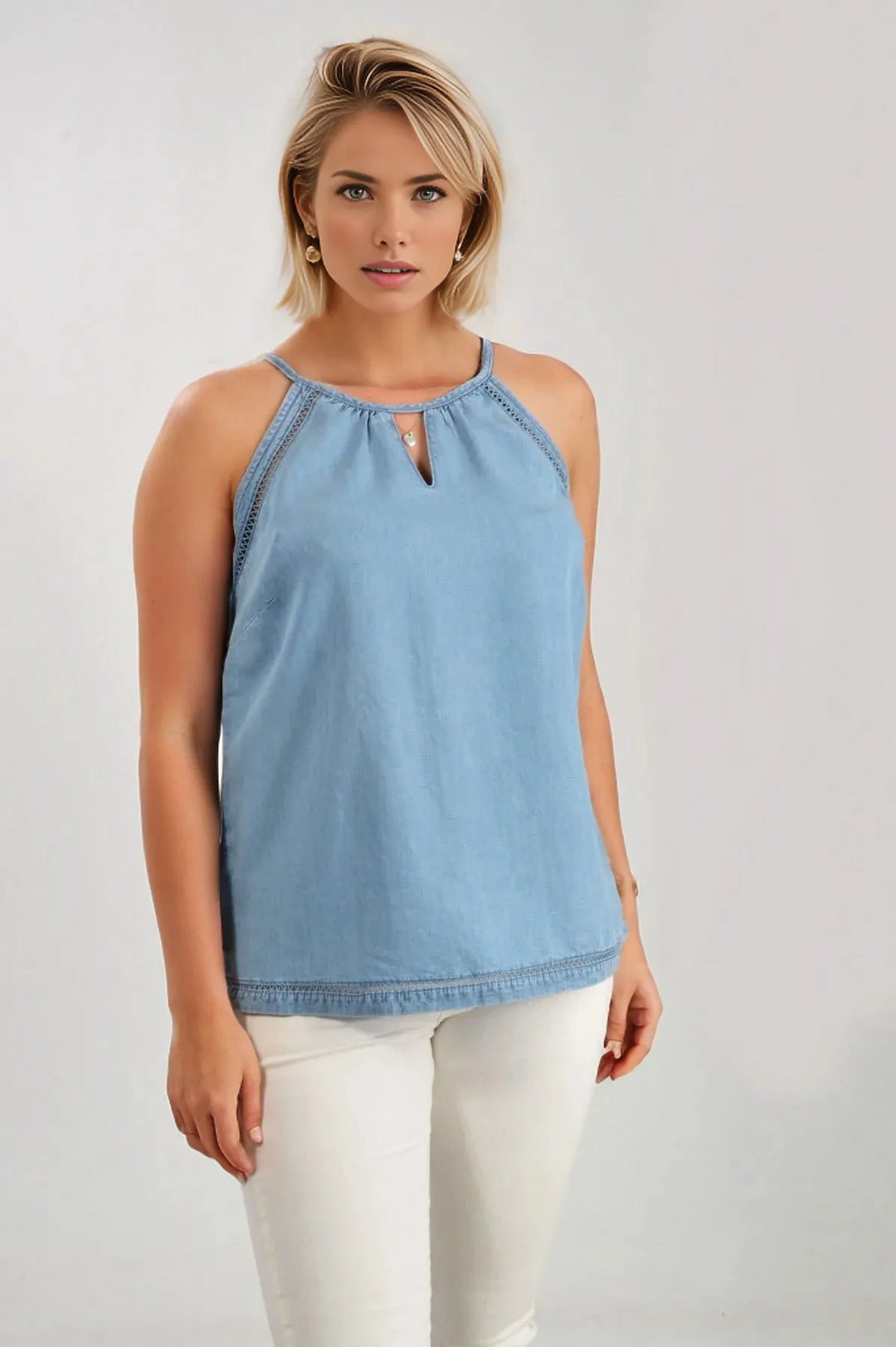 Nutmeg Chambray Swing Vest Top Blue / 12