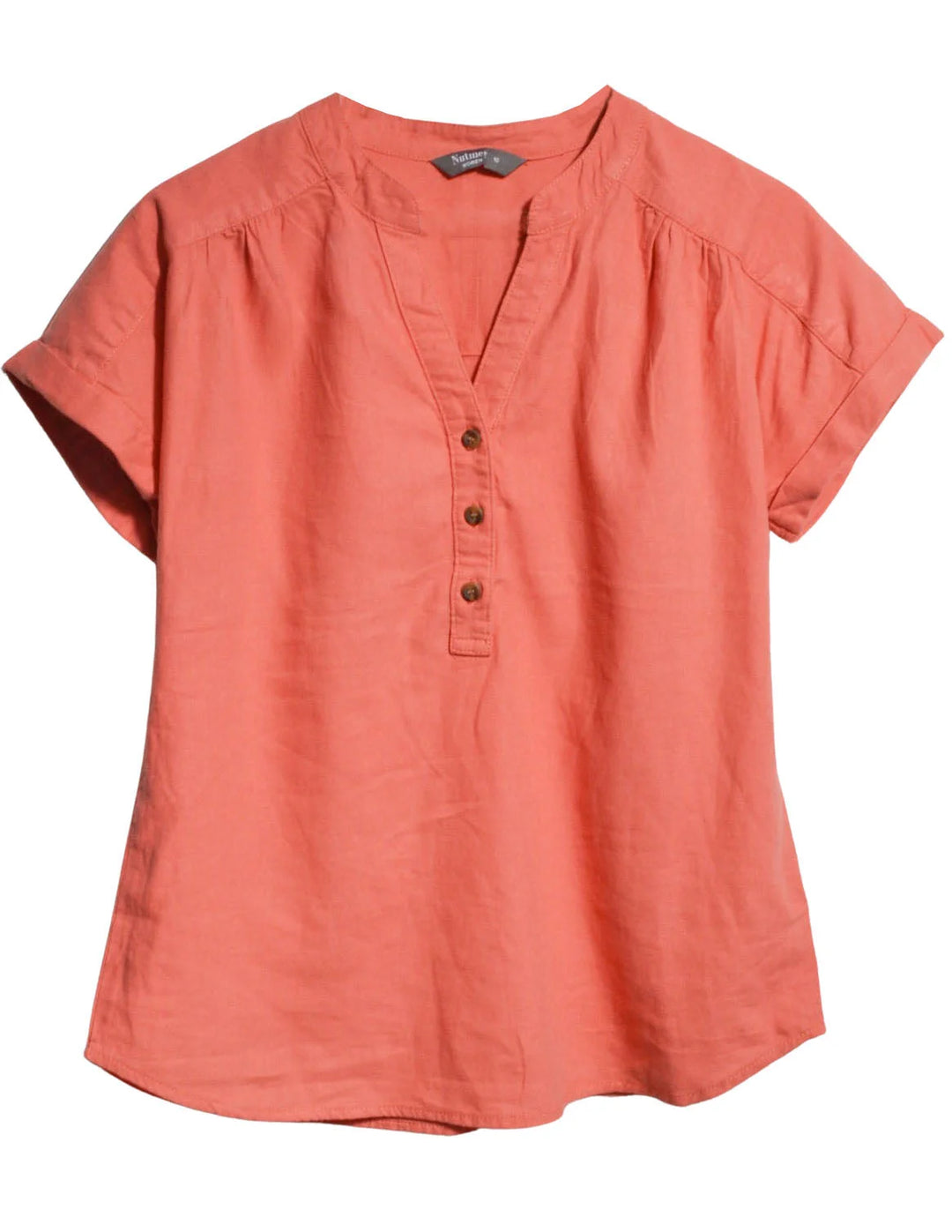 Nutmeg Linen Blend Short Sleeve Top