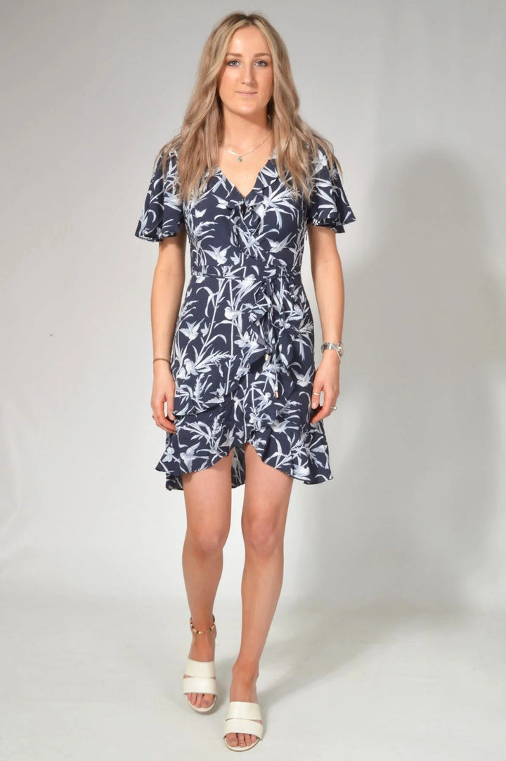 Oasis Floaty Floral Wrap Dress Navy / 6