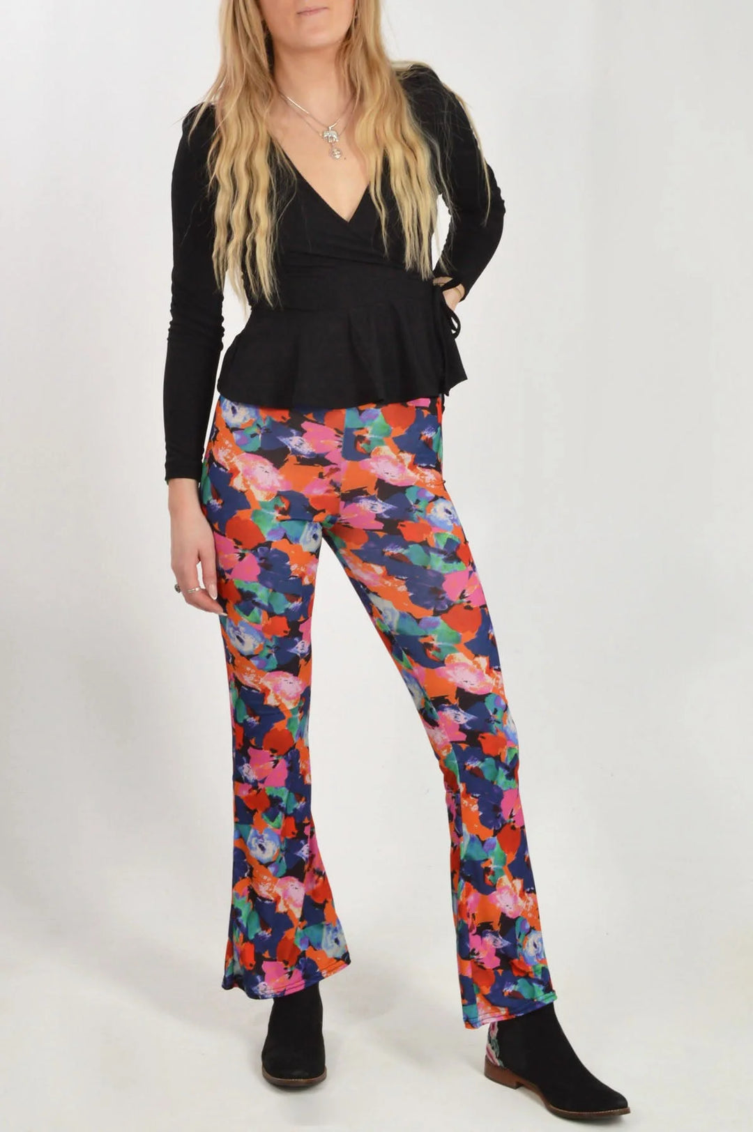 Oasis Floral Print Flared Leggings