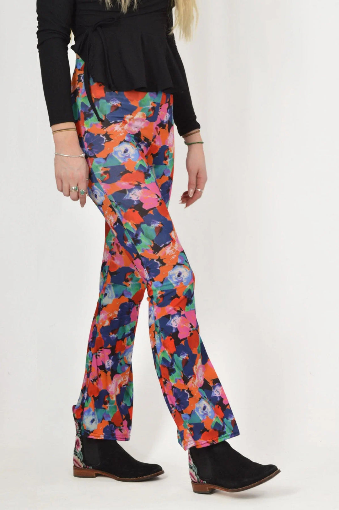 Oasis Floral Print Flared Leggings