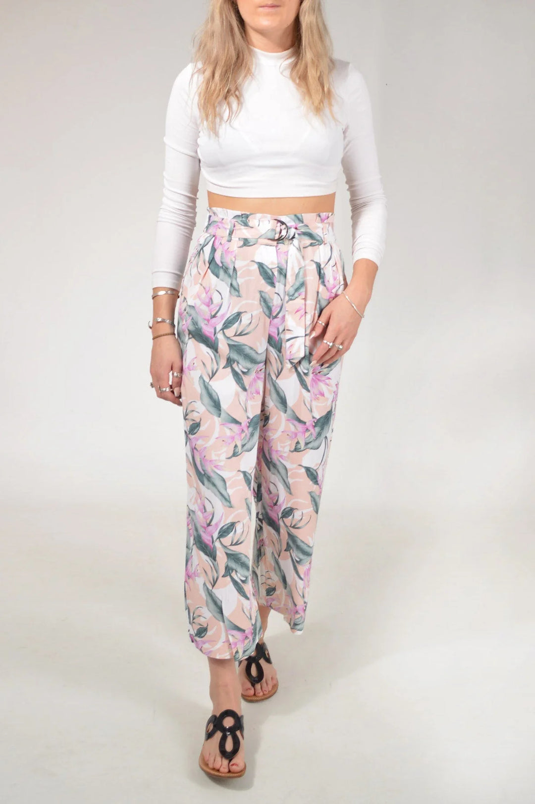 Oasis Floral Wide Leg Crop Trousers